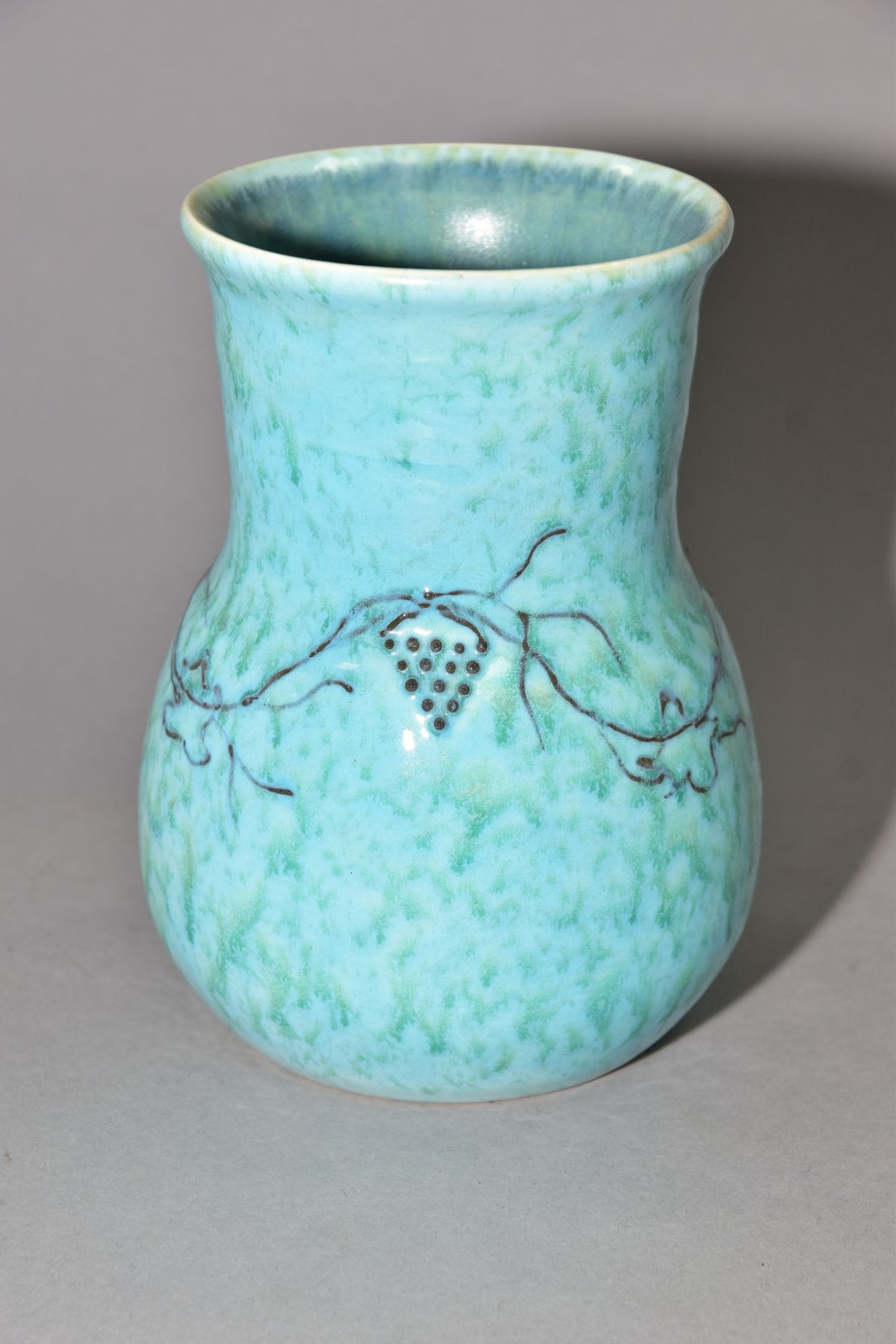 RUSKIN POTTERY, a turquoise and green crystalline glaze vase of globe and shaft form with an - Image 2 of 5