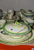 BURLEIGH WARE ART DECO DINNER WARES DAWN PATTERN No 4760, RD No 786416, comprising two tureens