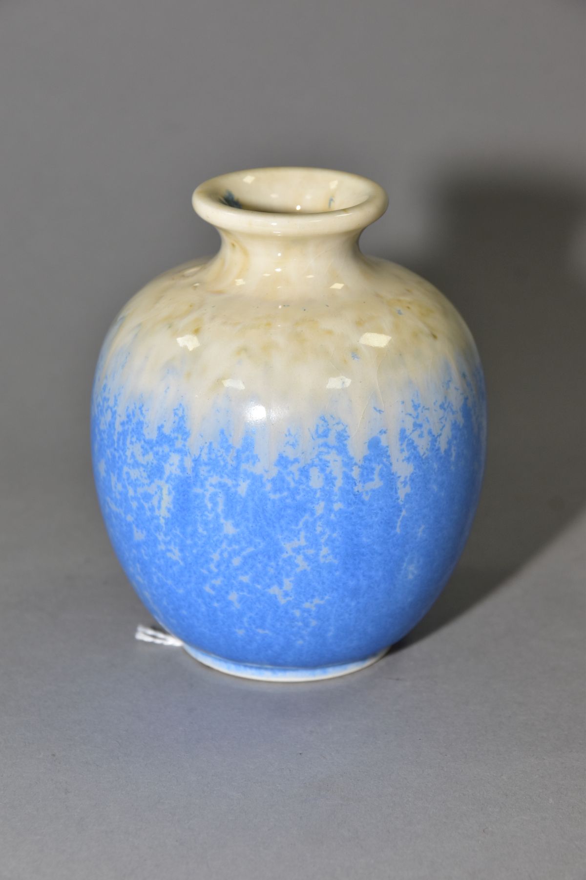 RUSKIN POTTERY, a globular vase with blue crystalline and cream glazes, impressed Ruskin England, - Image 3 of 4