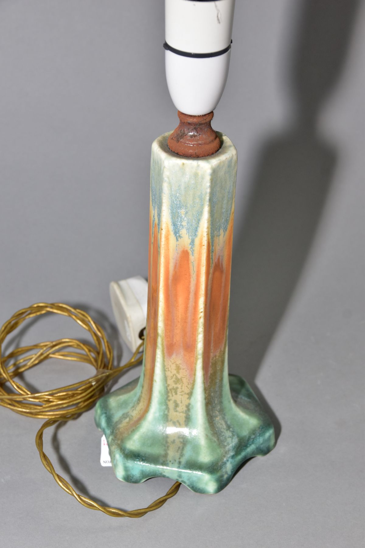 RUSKIN POTTERY, a hexagonal table lamp with matt and gloss crystalline glazes, impressed Ruskin - Image 2 of 4