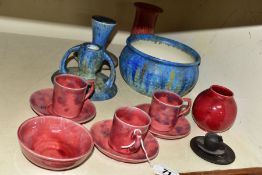 A GROUP OF ASSORTED ART POTTERY INCLUDING BURMANTOFTS, BRETBY AND BARON, etc, comprising three Baron