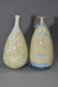 PETER ILSLEY (1932-2014), two porcelain narrow-necked crystalline vases, incised signatures, tallest