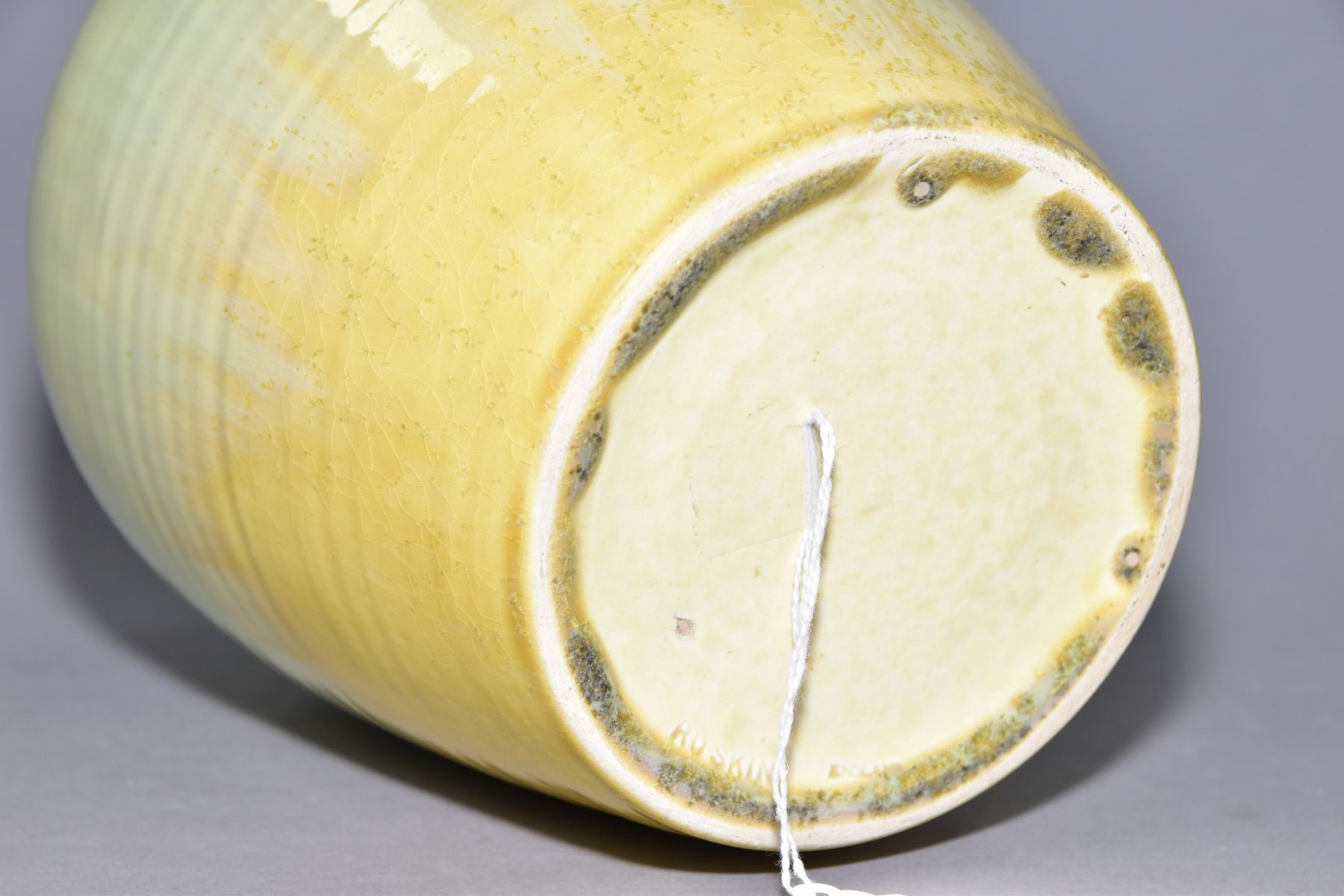 RUSKIN POTTERY, a pale green and yellow lustre baluster vase, impressed Ruskin England to the - Image 5 of 5