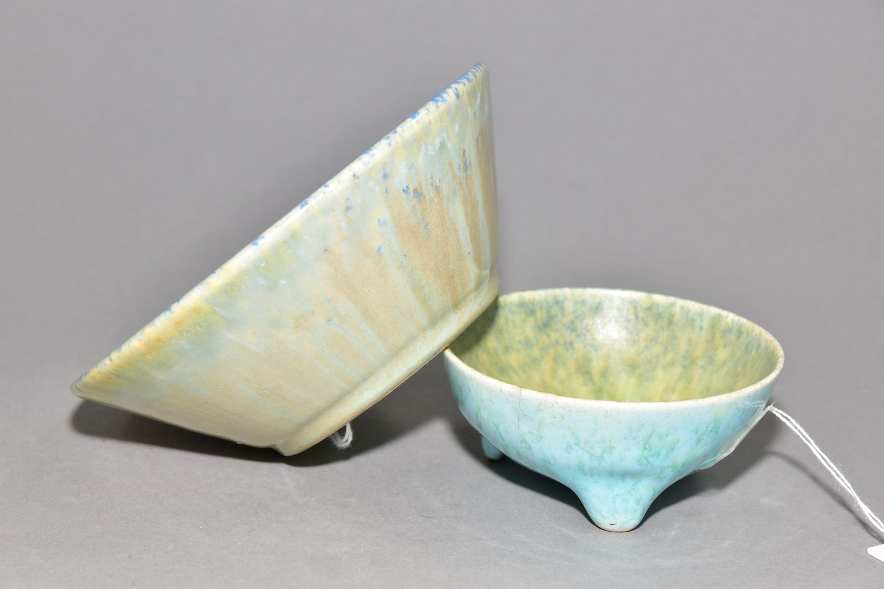 RUSKIN POTTERY two crystalline glaze bowls, the first has a pale blue crackle glaze to the inside - Image 4 of 6
