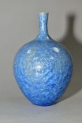 SIMON RICH (BRITISH 1949) A BLUE CRYSTALLINE GLAZE VASE of swollen ovoid form with elongated neck,