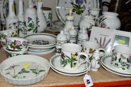 PORTMEIRION BOTANIC GARDEN CERAMICS, etc, to include a wall clock, vinegar and oil bottles,