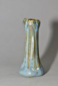 A PIERREFONDS POTTERY ART NOUVEAU SOLIFLEUR VASE of ribbed form, partially impressed name to the