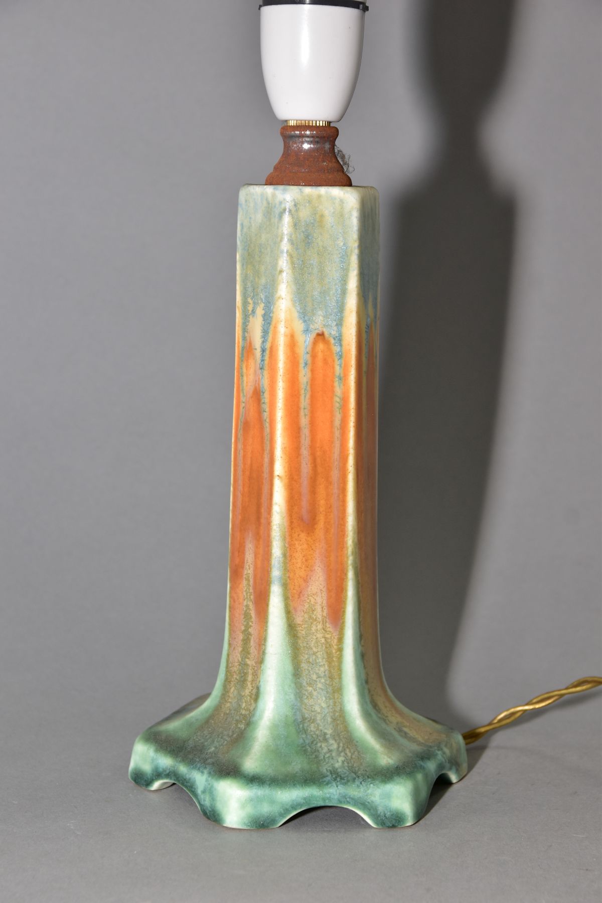 RUSKIN POTTERY, a hexagonal table lamp with matt and gloss crystalline glazes, impressed Ruskin - Image 3 of 4