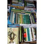 CRICKET BOOKS, four boxes containing approximately 90 Cricket titles including works by John Arlott,