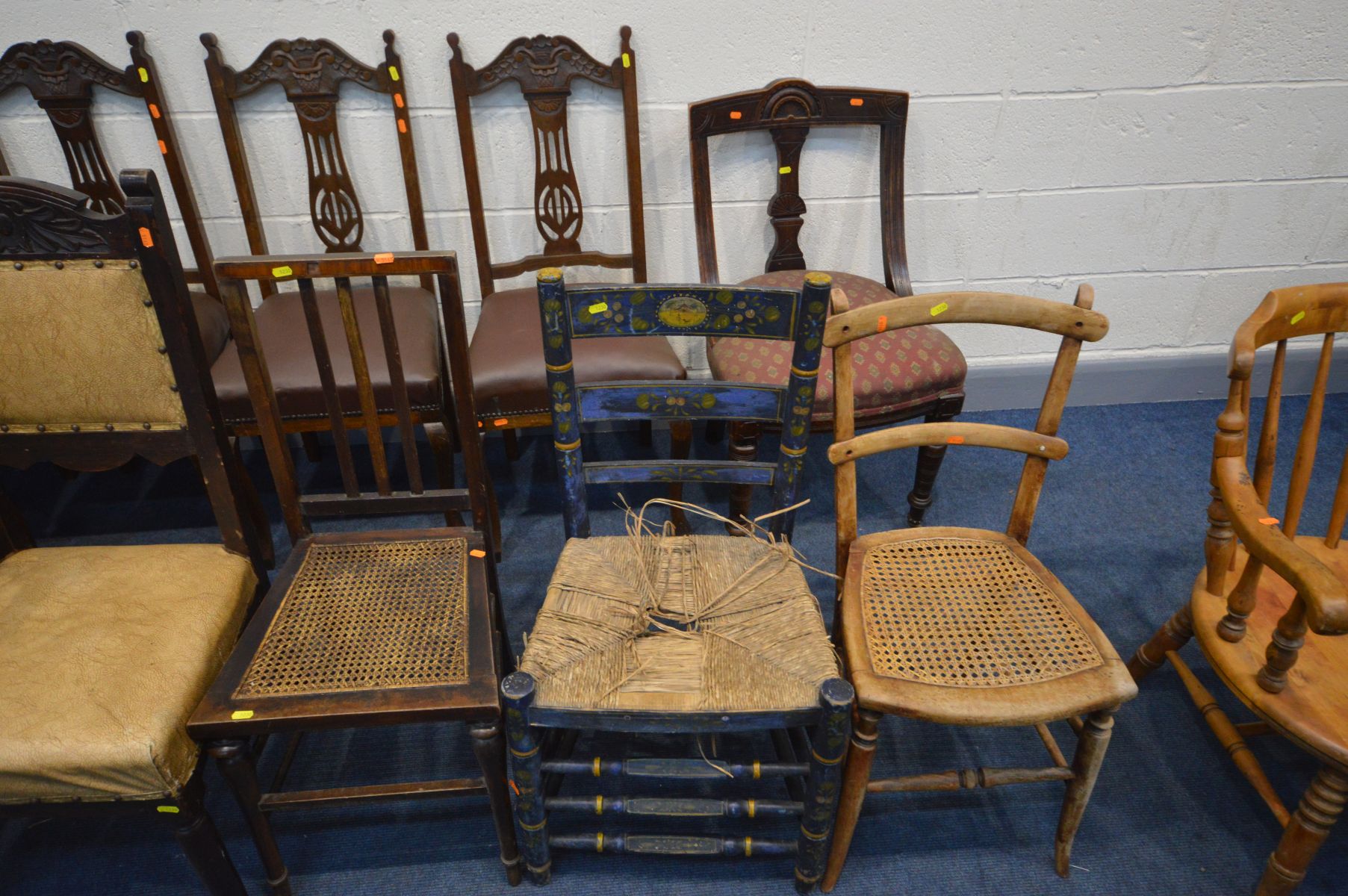 A COLLECTION OF VARIOUS CHAIRS to include an Art Nouveau corner chair, an Ibex beech armchair, - Image 3 of 4