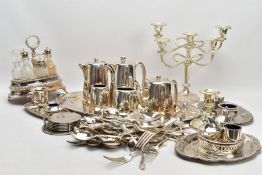 A BOX OF ASSORTED WHITE METAL WARE, to include pieces such as, a six-piece glass and white metal