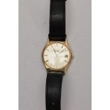 A GENTS 9CT GOLD OMEGA AUTOMATIC WRISTWATCH, round champagne dial signed 'Omega Automatic', date