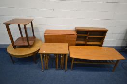 FIVE PIECES OF MID CENTURY TEAK FURNITURE, to include a Poul Hundevad nesting table (missing one