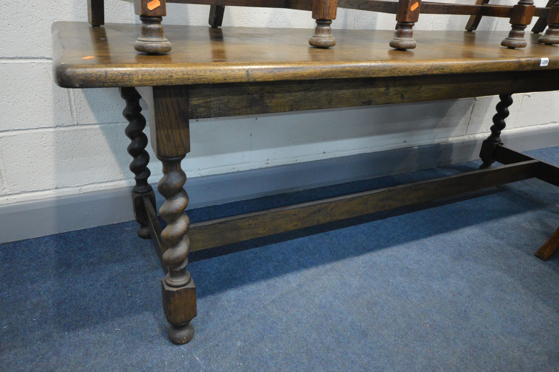 A SET OF EIGHT EARLY LATE 19TH/20TH CENTURY OAK AND OXBLOOD LEATHER STUDDED DINING CHAIRS, including - Image 5 of 6