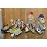 TWO CLOCKWORK MUSICAL MONKEY FIGURES, one plays the drums, the other the cymbols, both with