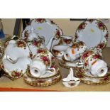 TWENTY FIVE PIECES OF ROYAL ALBERT OLD COUNTRY ROSES TEAWARES, comprising six cups, six saucers (one