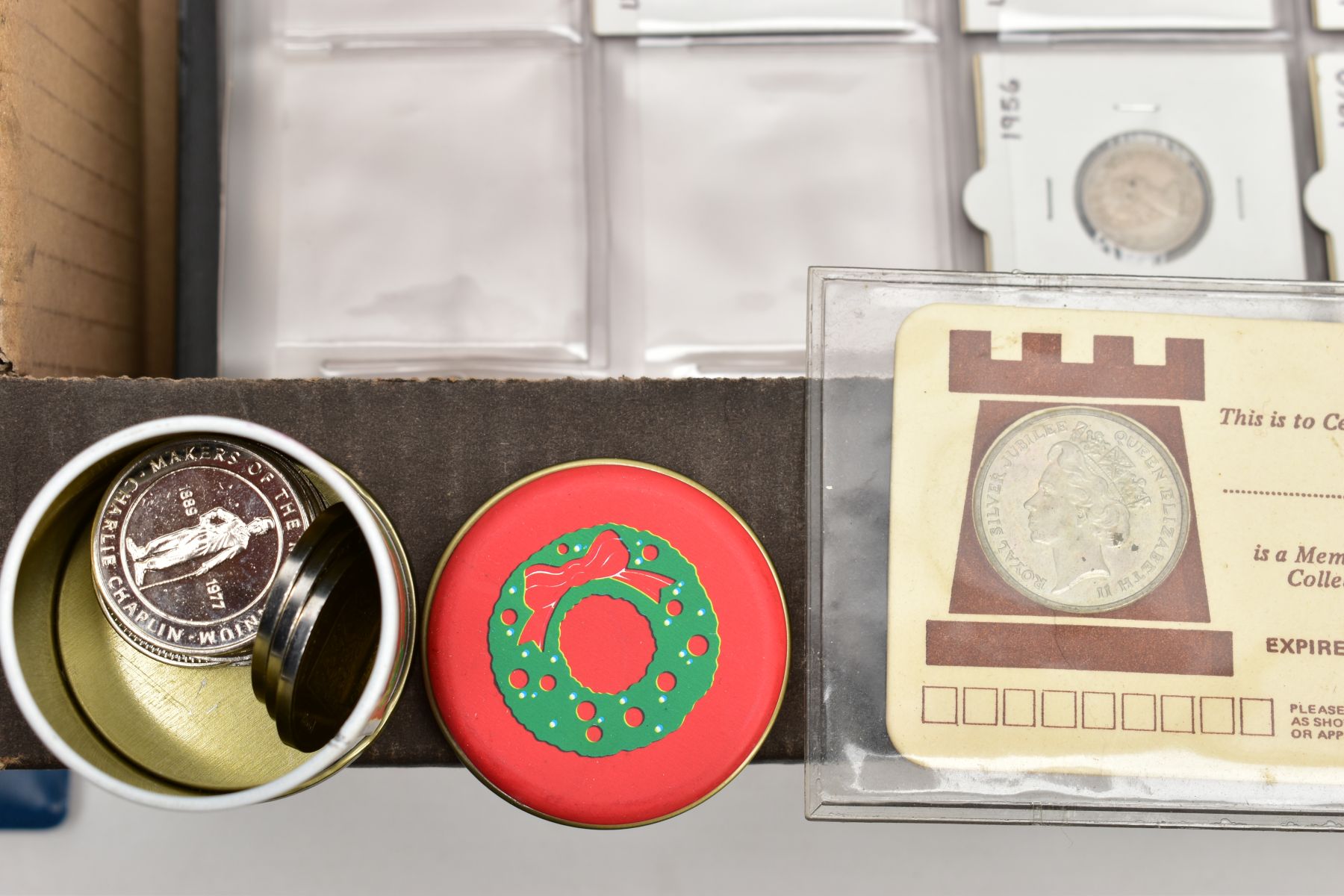 TWO BOXES OF MIXED COINAGE to include boxed silver proofs Diana 1977 five pound coin, 1986 - Image 2 of 7