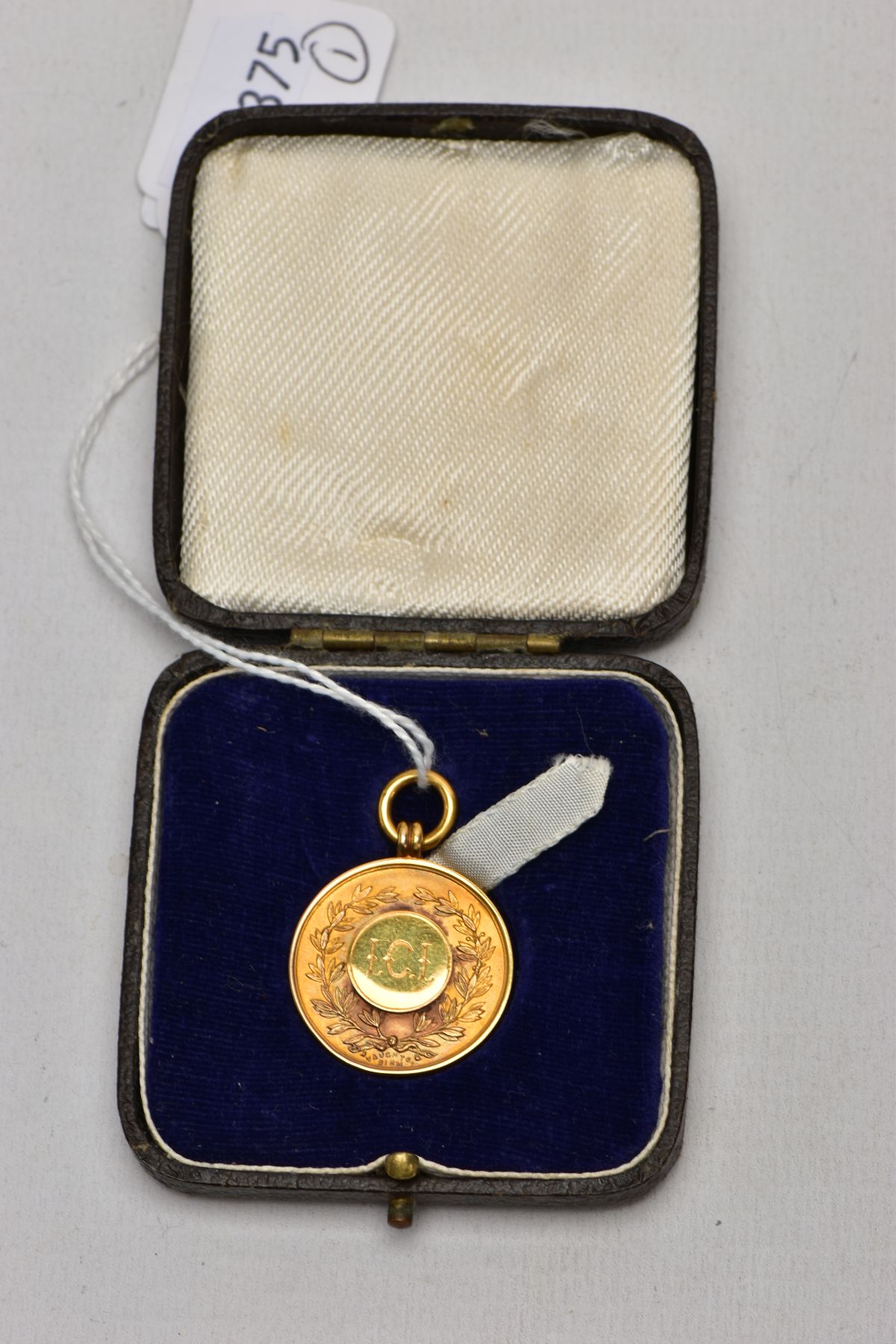 A 9CT GOLD FOB MEDAL, of a circular form, engraved to the front 'I.C.I' within a foliate wreath, - Image 5 of 5