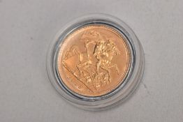 A HALF SOVEREIGN, obverse depicting Queen Elizabeth II, the reverse depicting George and the dragon,