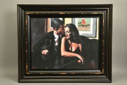 FABIAN PEREZ (ARGENTINA 1967) 'PROPOSAL AT HOTEL DU VIN' male and female figures in a bar, signed