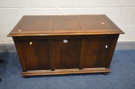 AN OAK PANELLED BLANKET CHEST, width 97cm x depth 48cm x height 56cm