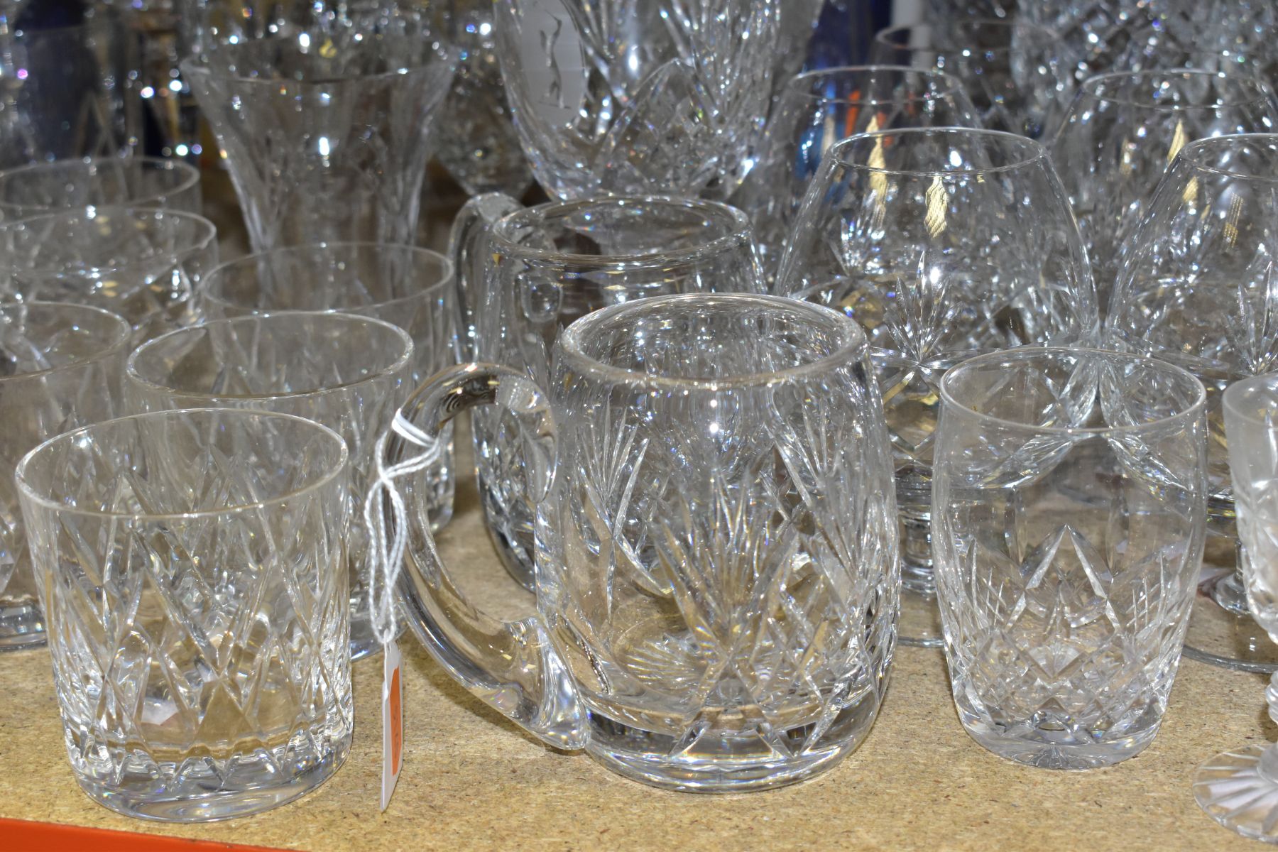 MORE THAN SEVENTY PIECES OF CUT GLASS AND CRYSTAL, including vases, stemware, tumblers and tankards, - Image 4 of 8