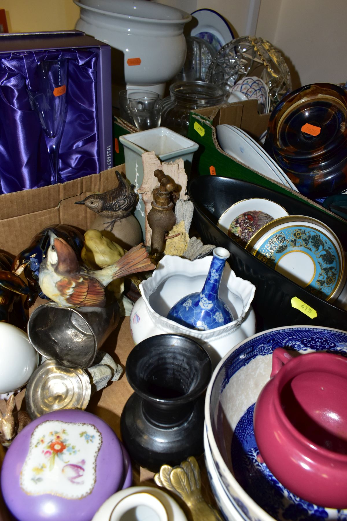 SIX BOXES OF CERAMICS AND GLASS, including Royal Albert Old Country Roses teapot, vintage Poole - Bild 11 aus 18