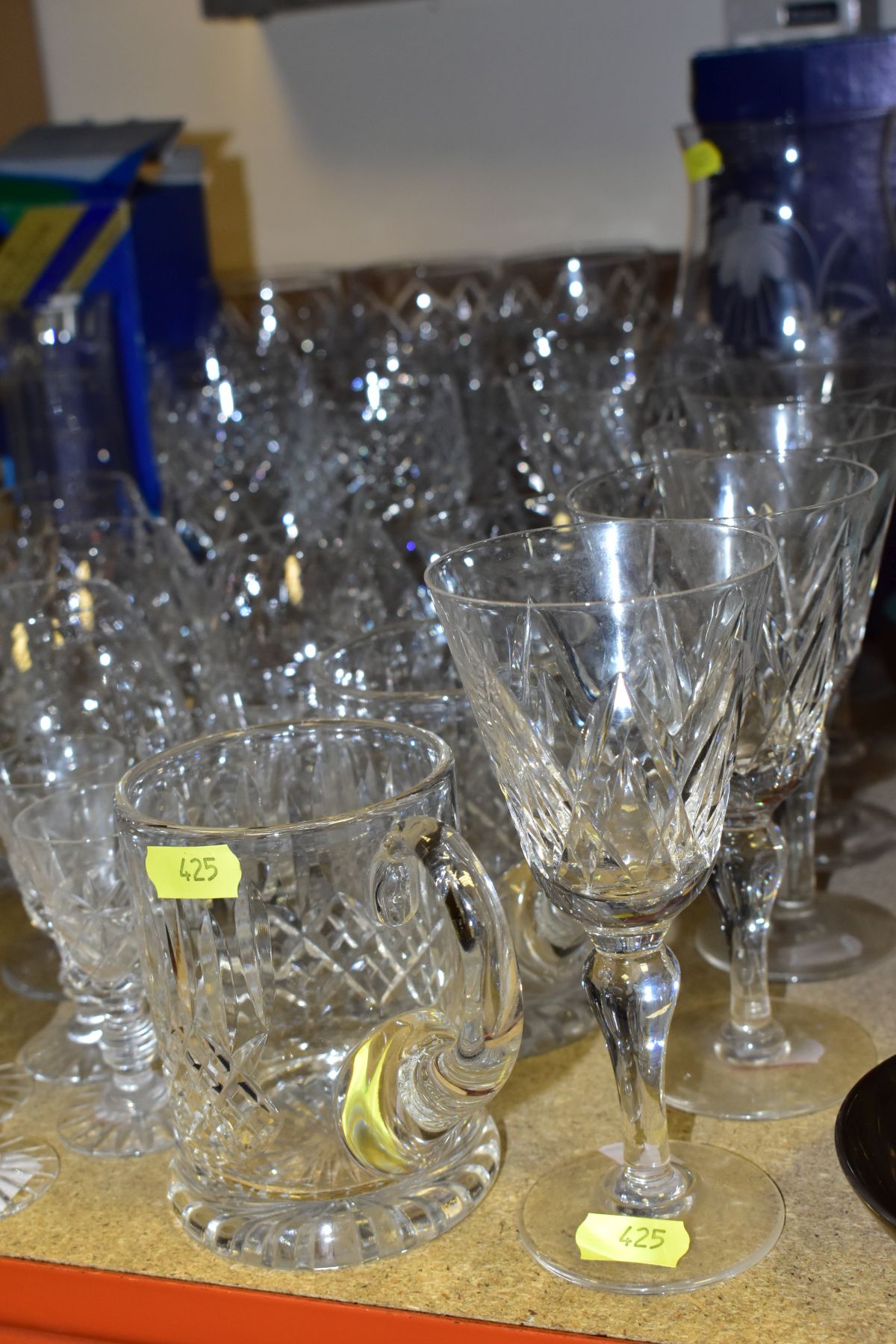 MORE THAN SEVENTY PIECES OF CUT GLASS AND CRYSTAL, including vases, stemware, tumblers and tankards, - Image 5 of 8