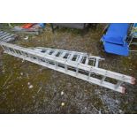 AN ALUMINIUM DOUBLE EXTENSION LADDER, max height 22ft and two aluminium step ladders (3)