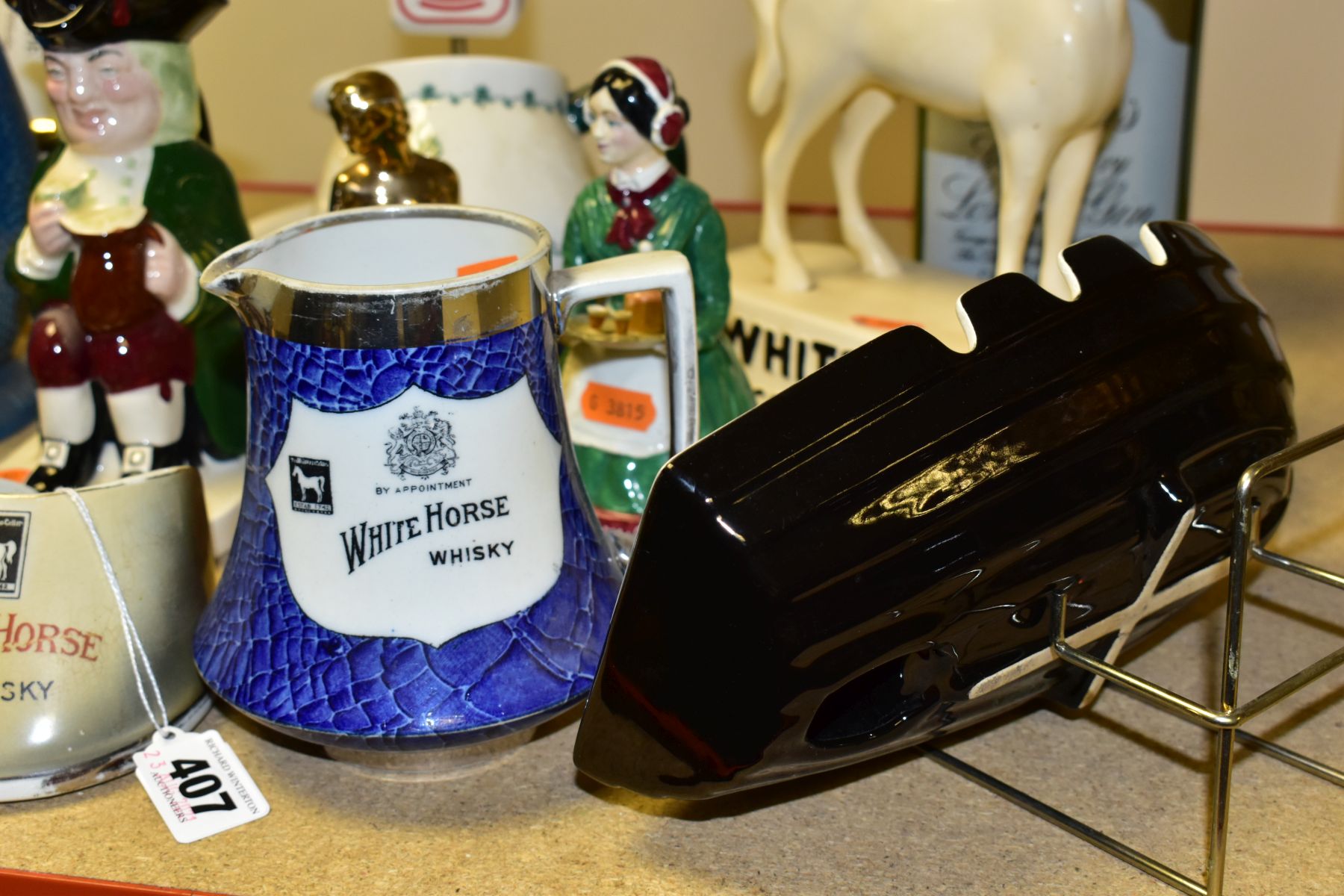 THIRTEEN PIECES OF ADVERTISING CERAMICS, comprising a Shelley White Horse Whisky horse's hoof - Image 9 of 10