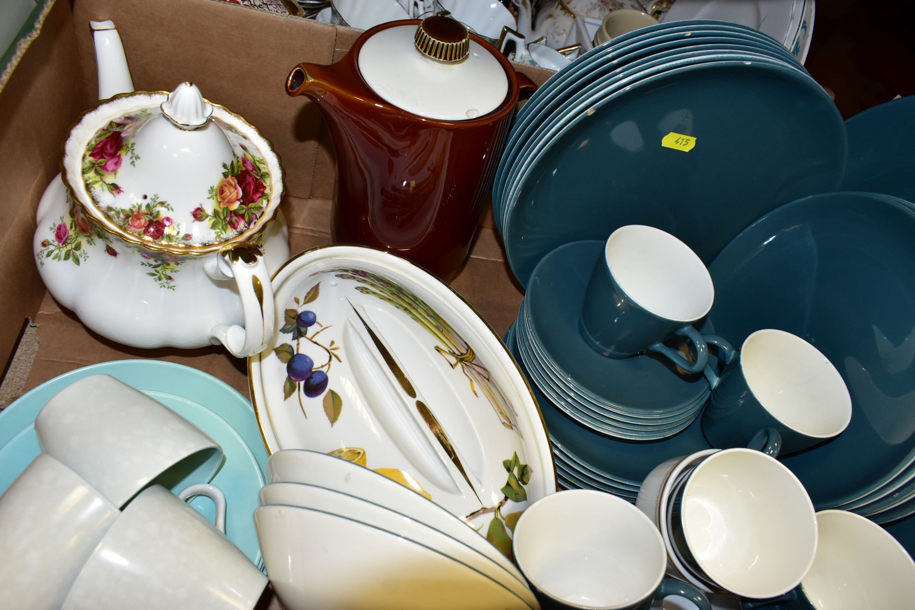 SIX BOXES OF CERAMICS AND GLASS, including Royal Albert Old Country Roses teapot, vintage Poole - Bild 7 aus 18