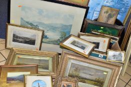 PAINTINGS AND PRINTS etc to include a pair of early 20th Century oils on board depicting landscapes,