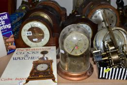A QUANTITY OF VARIOUS CLOCK CASES, PARTS, DOMES etc, to include a Smiths clock four Anniversary