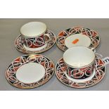 ROYAL DOULTON MAORI ART PATTERN, Rd No 537842, pattern no 4988, comprising two drum shaped cups