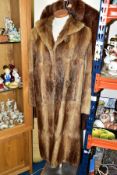 TWO LADIES VINTAGE BROWN FUR COATS, the darker brown just below knee length, the lighter brown