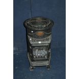 A PROVENCE POT BELLY STOVE EFFECT BOTTLE GAS HEATER, 80cm high (no gas so untested, wheels not