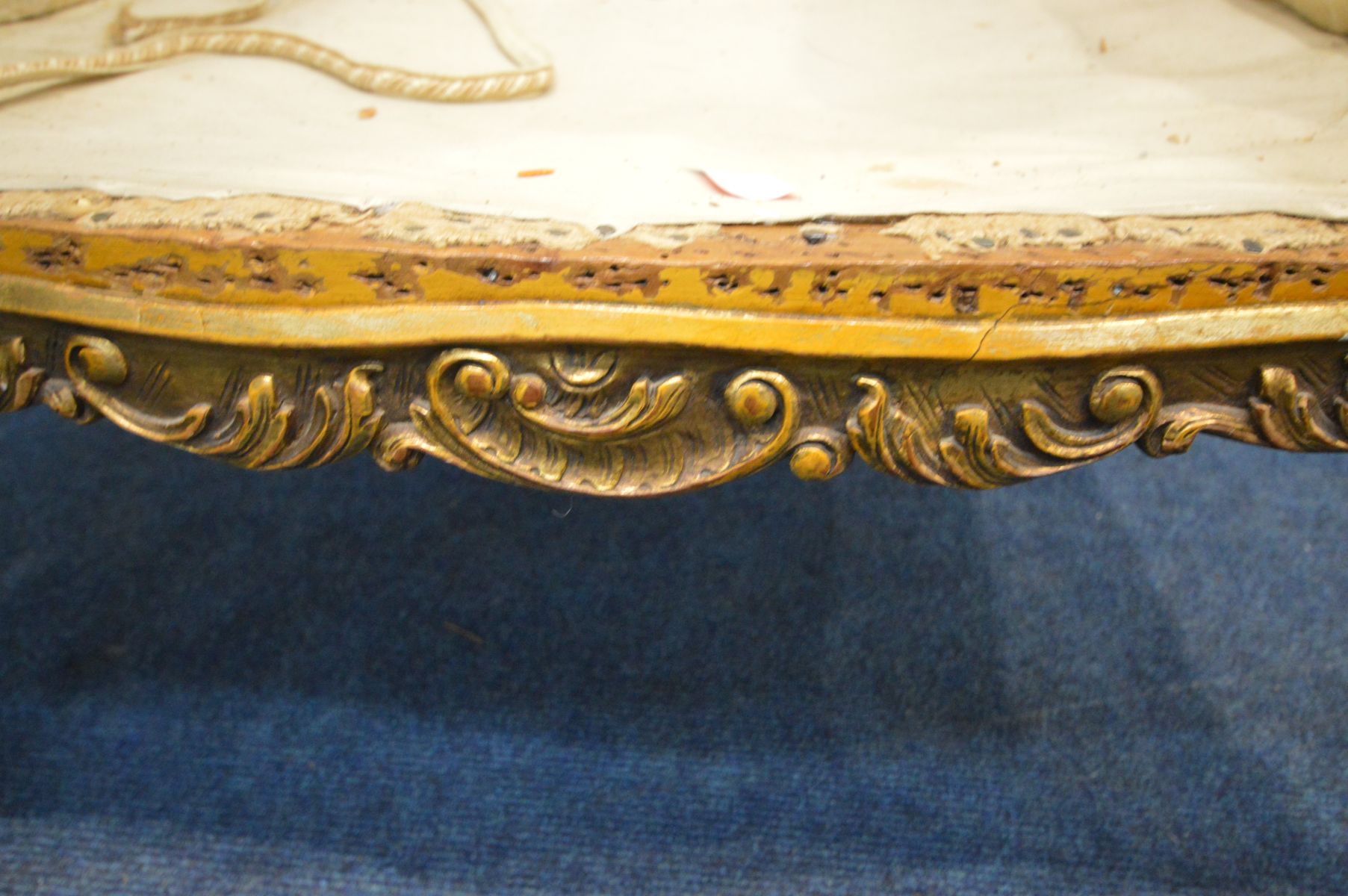 A FRENCH GILT FRAMED ARMCHAIR, width 76cm x depth 77cm x height 112cm (ideal for restoration) - Image 6 of 7