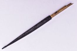 A LATE VICTORIAN BOG OAK STANHOPE DIP PEN, the Stanhope titled 'Memory of Killarney' with six titled