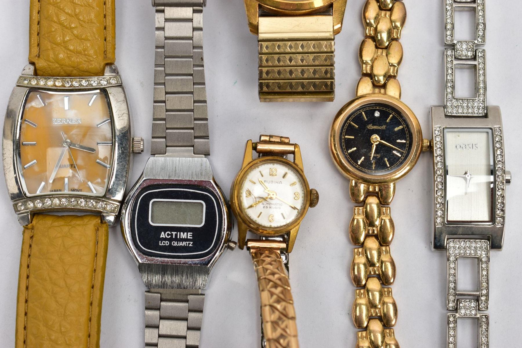 A SMALL SELECTION OF LADIES AND GENTS WRISTWATCHES, six watches in total to include an a.f gold- - Image 2 of 3