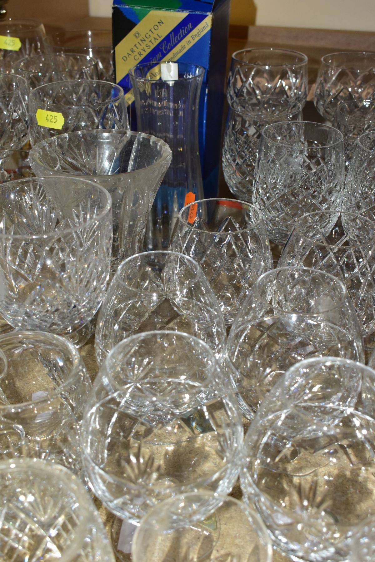 MORE THAN SEVENTY PIECES OF CUT GLASS AND CRYSTAL, including vases, stemware, tumblers and tankards, - Image 7 of 8