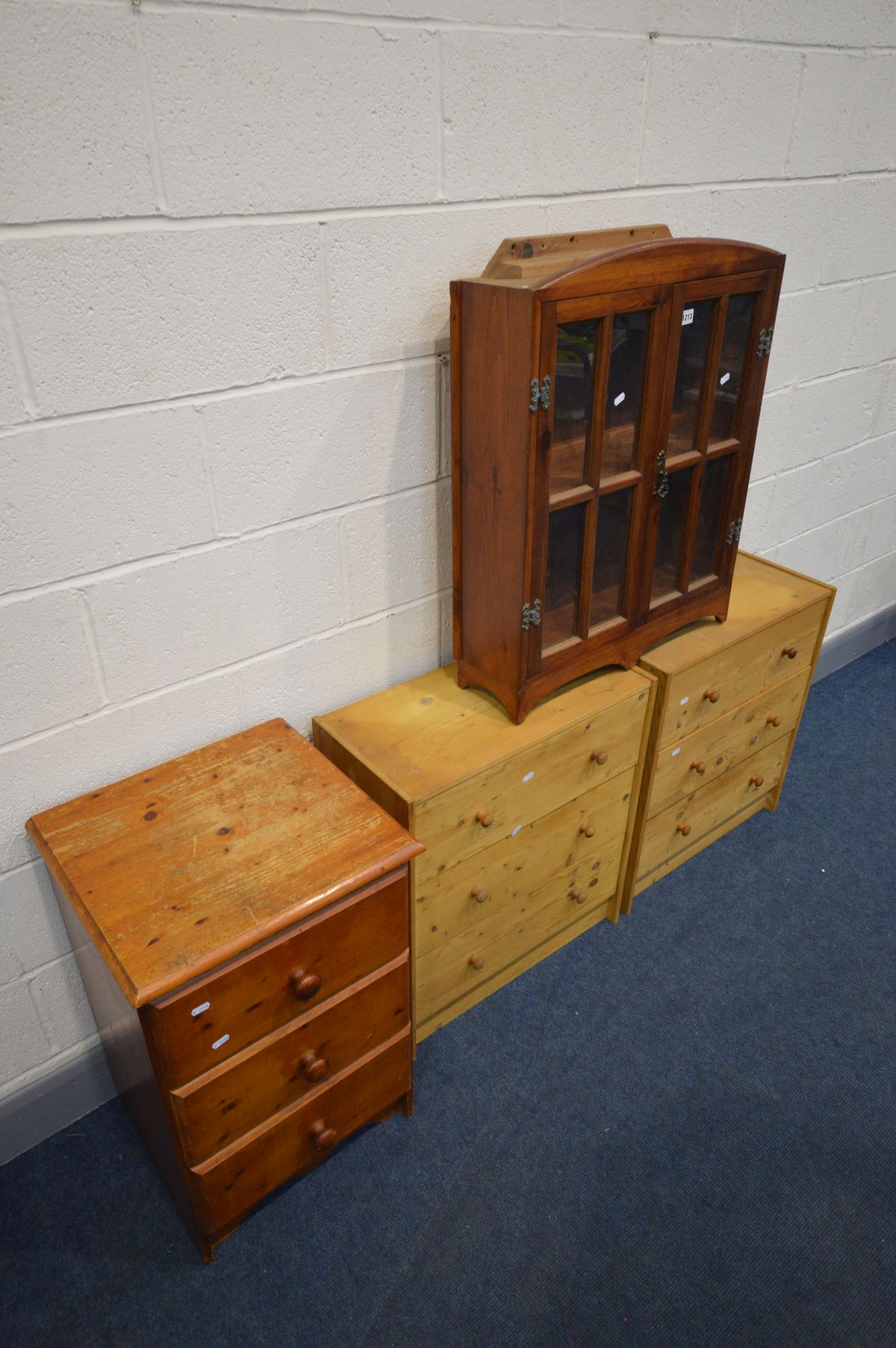 A COLLECTION OF PINE FURNITURE to include a pair of slim three drawers chests, width 62cm x depth - Image 2 of 3