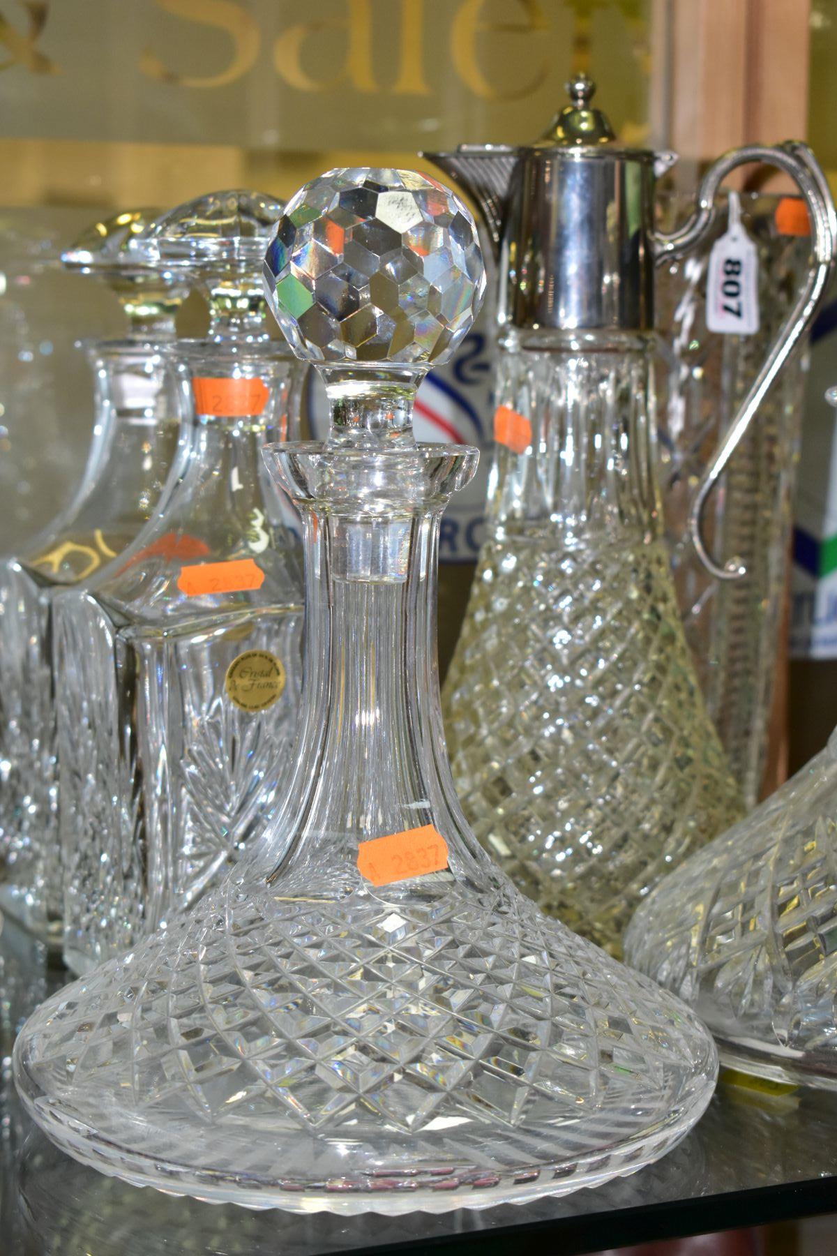 SIX PIECES OF GLASSWARE, comprising a pair of decanters with 'Cristal de France' label and stoppers, - Image 7 of 7