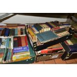 BOOKS, approximately one hundred and ninety titles in six boxes, mostly novels, including Children's