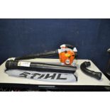 A STIHL HS86C PETROL GARDEN VAC/BLOWER with collector bag, collector pipe, etc (engine pulls