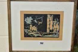 FRED LAWSON (BRITISH 1888-1968) 'BOLTON CASTLE, YORKSHIRE' a woodblock print, name and title to