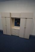 A THREE PIECE BEDROOM FITMENT, overall width 229cm