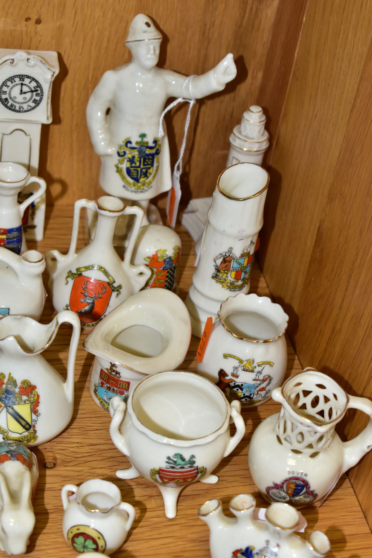 A GROUP OF CRESTED CHINA, etc, to include two Goss table bells in the form of crinoline ladies, - Image 6 of 6