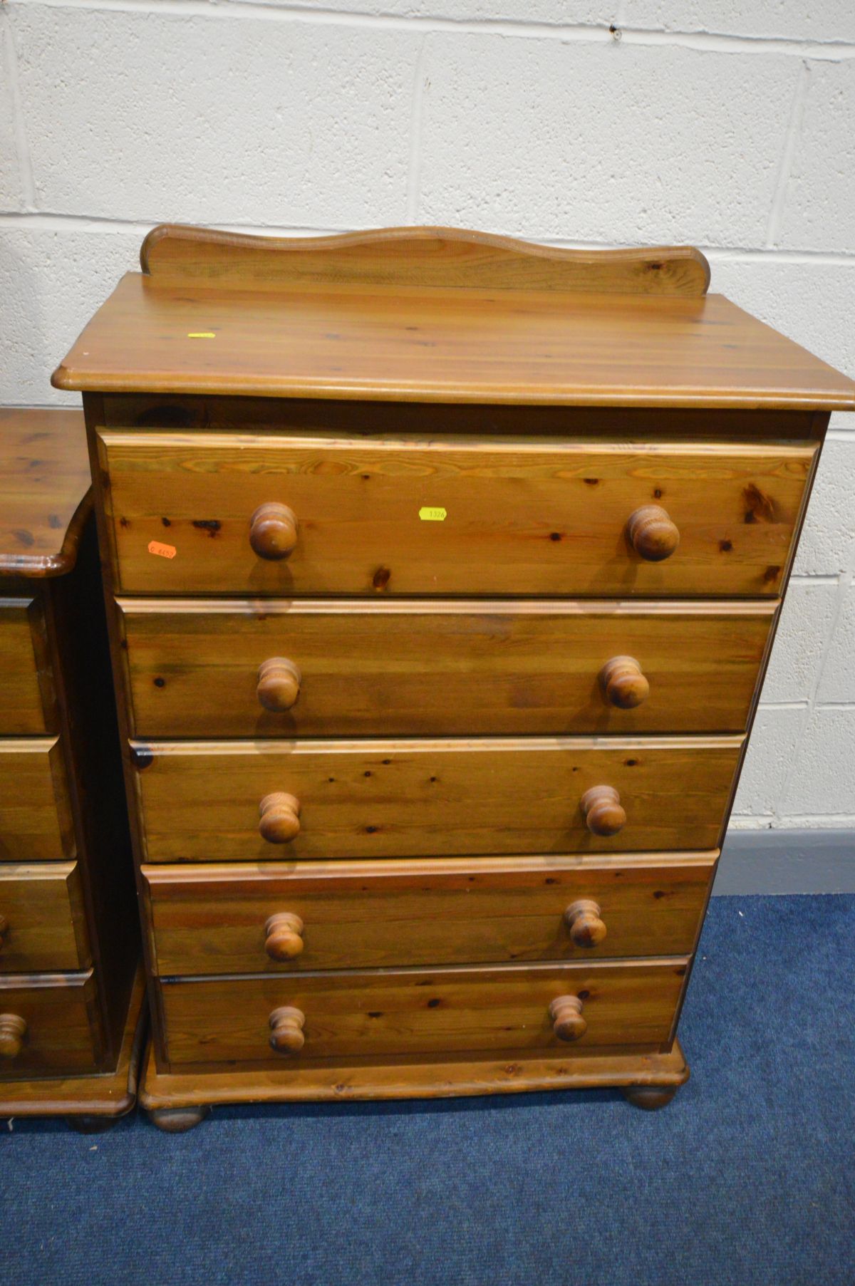 A PINE SIDEBOARD/CHEST OF NINE ASSORTED DRAWERS, width 127cm x depth 44cm x height 87cm, triple - Image 4 of 5