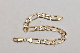 A 9CT GOLD FETTER BRACELET, fitted with a lobster clasp, hallmarked 9ct gold Birmingham, length