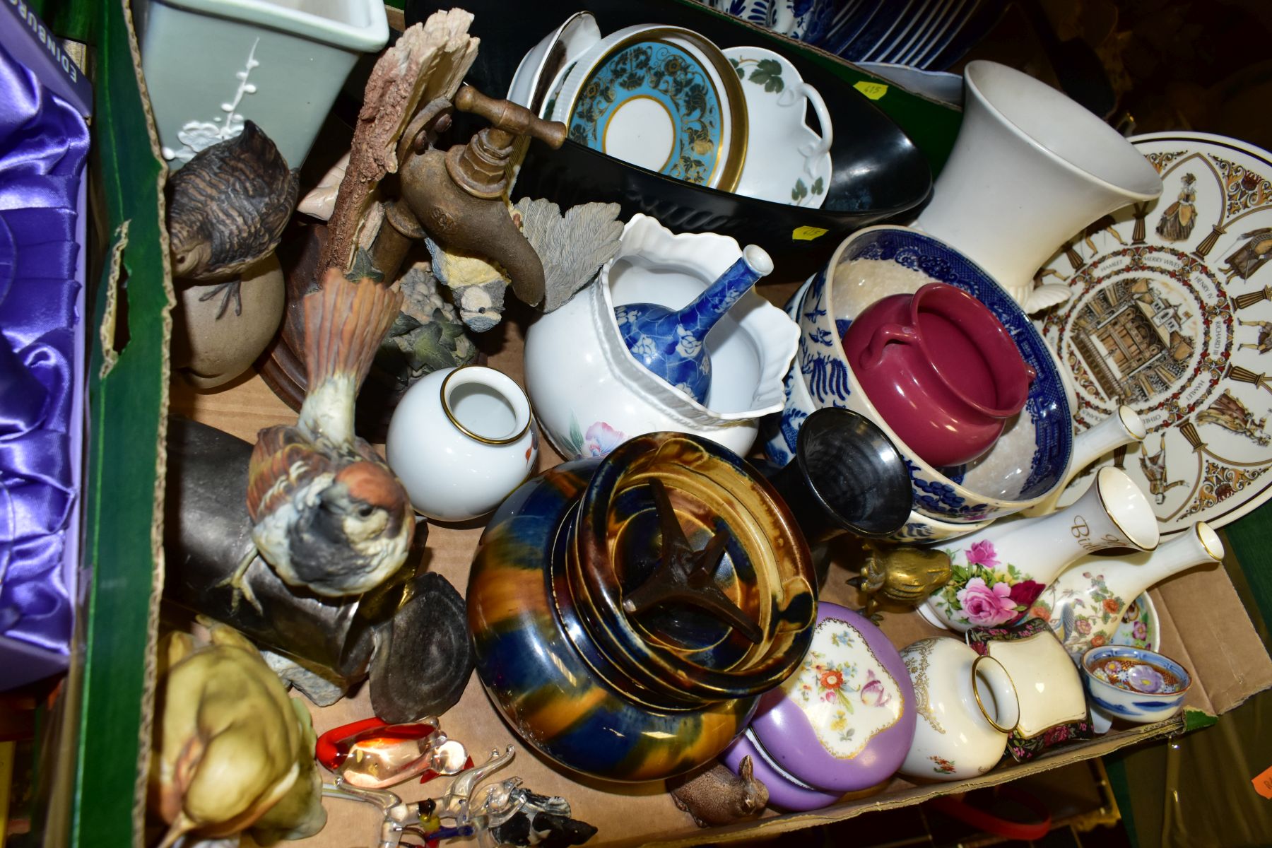 SIX BOXES OF CERAMICS AND GLASS, including Royal Albert Old Country Roses teapot, vintage Poole - Bild 14 aus 18